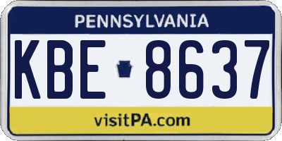 PA license plate KBE8637