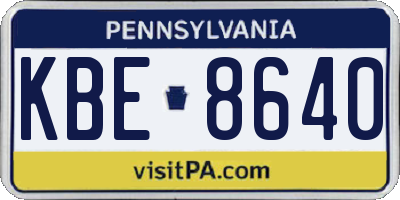 PA license plate KBE8640
