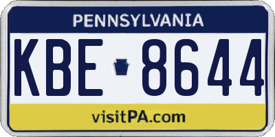 PA license plate KBE8644