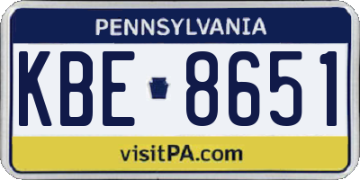 PA license plate KBE8651