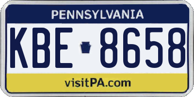 PA license plate KBE8658