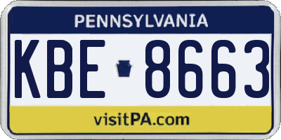 PA license plate KBE8663