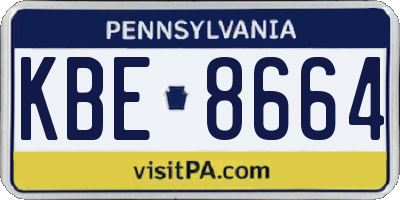 PA license plate KBE8664