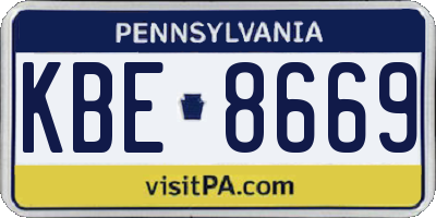 PA license plate KBE8669