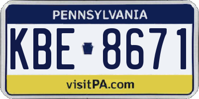PA license plate KBE8671