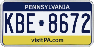 PA license plate KBE8672