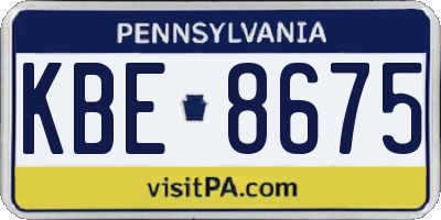 PA license plate KBE8675