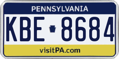 PA license plate KBE8684