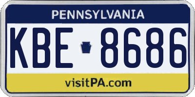 PA license plate KBE8686