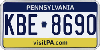 PA license plate KBE8690