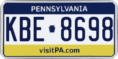 PA license plate KBE8698