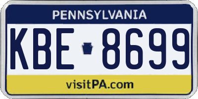 PA license plate KBE8699