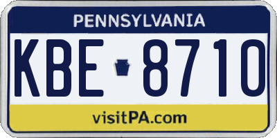 PA license plate KBE8710