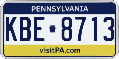PA license plate KBE8713