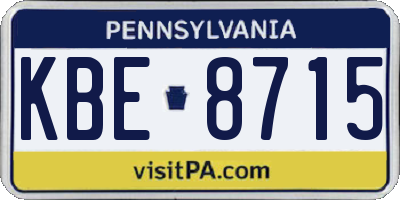 PA license plate KBE8715