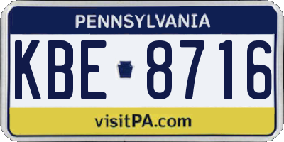 PA license plate KBE8716