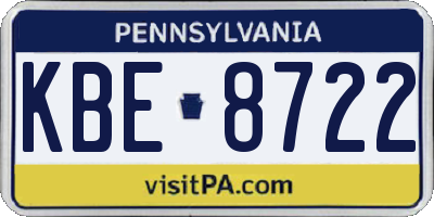 PA license plate KBE8722