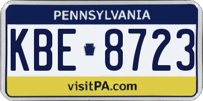 PA license plate KBE8723