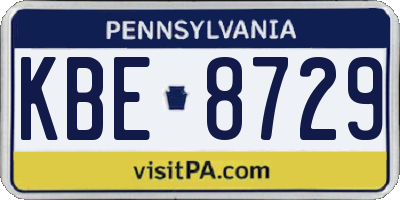 PA license plate KBE8729