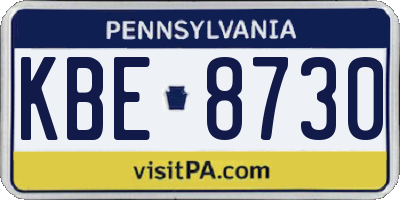 PA license plate KBE8730