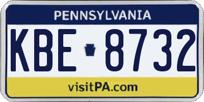 PA license plate KBE8732