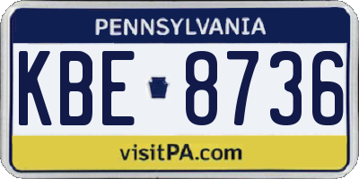 PA license plate KBE8736