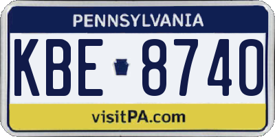 PA license plate KBE8740