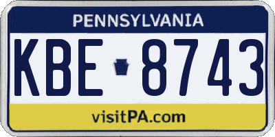PA license plate KBE8743