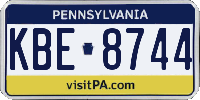 PA license plate KBE8744