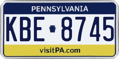 PA license plate KBE8745