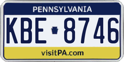 PA license plate KBE8746