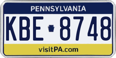 PA license plate KBE8748