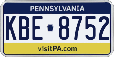 PA license plate KBE8752