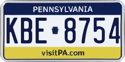 PA license plate KBE8754
