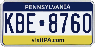 PA license plate KBE8760