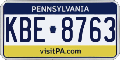 PA license plate KBE8763