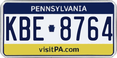 PA license plate KBE8764