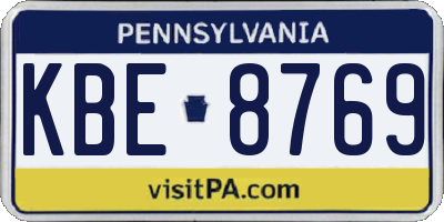 PA license plate KBE8769