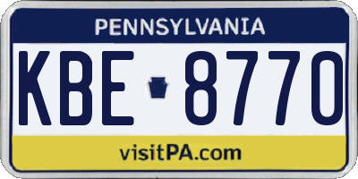 PA license plate KBE8770
