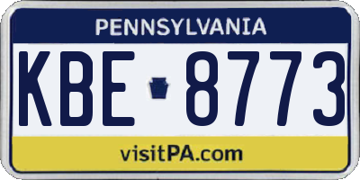 PA license plate KBE8773