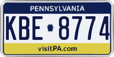 PA license plate KBE8774
