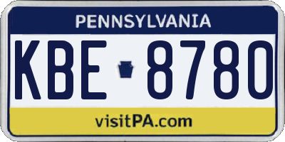 PA license plate KBE8780