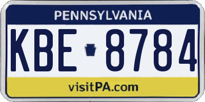 PA license plate KBE8784
