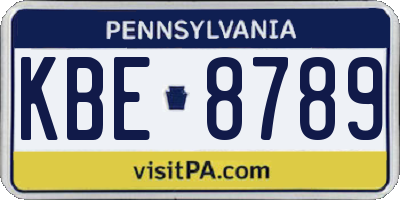 PA license plate KBE8789