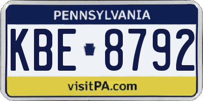 PA license plate KBE8792