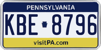 PA license plate KBE8796