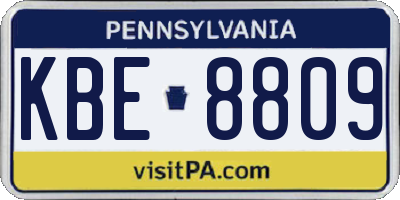 PA license plate KBE8809