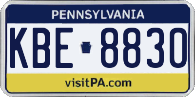 PA license plate KBE8830