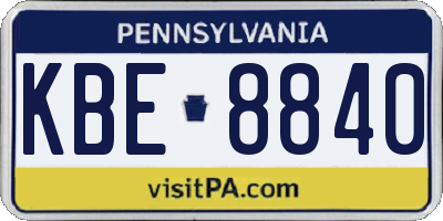 PA license plate KBE8840