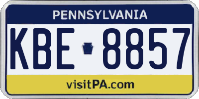 PA license plate KBE8857